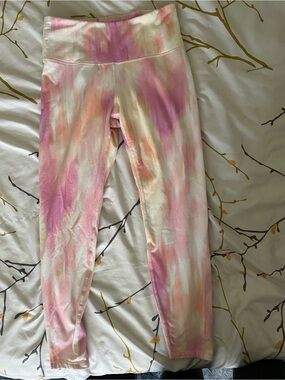 Old Navy Pink, Cream & Orange Tie-Dye Skinny Leggings